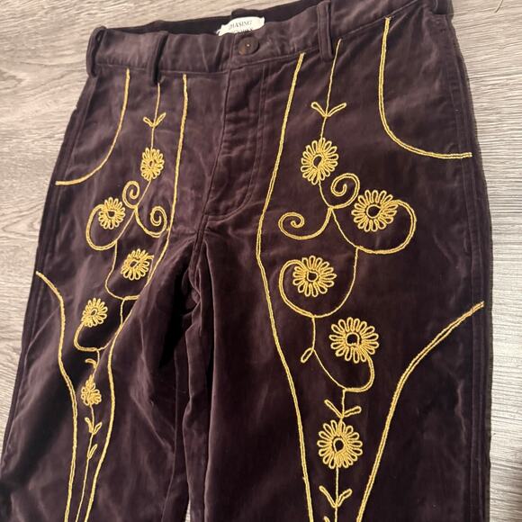 Chasing Unicorns Catch a Falling Star Purple Velvet Embroidered Flare Pants M - Picture 5 of 9